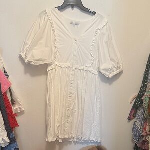 English Factory White Ruffle Trim Dress